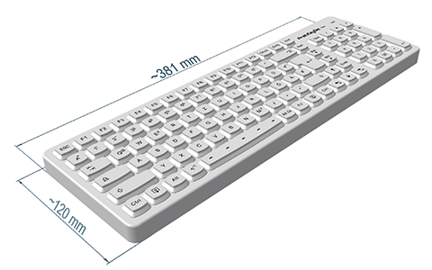 SIK 2500 weiß Tastaturgröße | Hygienetastatur aus Silikon